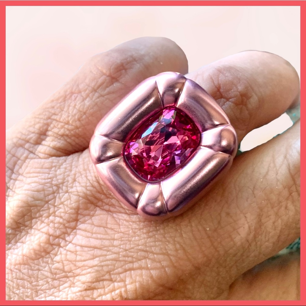 Swarovski Pink Crystal DULCIS Cocktail Ring sz 7 / 55